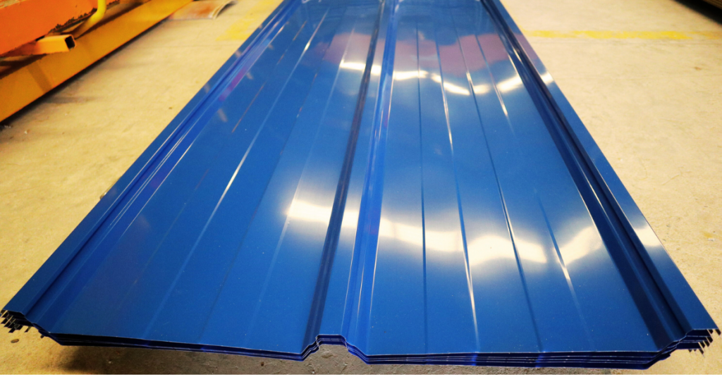 แผ่นหลังคาเมทัลชีท (metal sheet) ลอน 3 สันลอน สีน้ำเงิน
